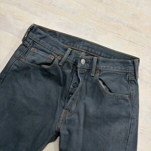 Levi's Jeans 501 Straight Leg Raw Hem Charcoal Gray Denim Womens W30 x L26